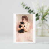 Ballerina Holding Black Cat Belleuse Postkarte (Stehend Vorderseite)