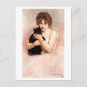 Ballerina Holding Black Cat Belleuse Postkarte (Vorderseite)