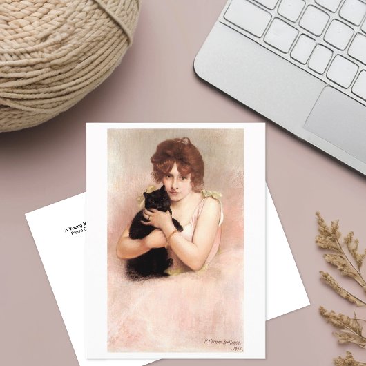 Ballerina Holding Black Cat Belleuse Postkarte