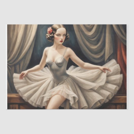 Ballerina im Art Déco-Deco-Deco- Seidenpapier (Vorderseite)