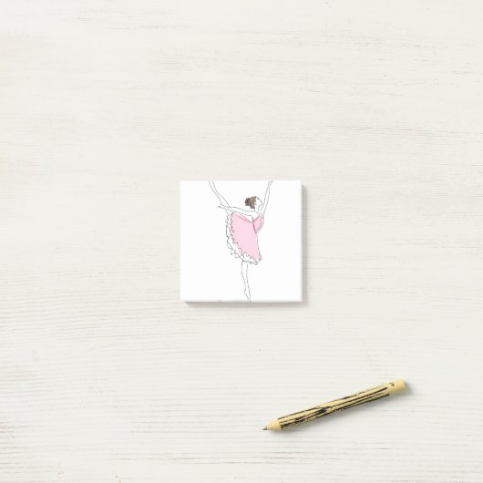 Ballerina im rosa Kleid Post-it Klebezettel (Auf Schreibtisch)