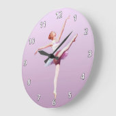 Ballerina im Rosa und im Lavendel Große Wanduhr (Winkel)