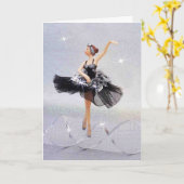 Ballerina im Schwarzen (Profil) Karte (Gelbe Blume)