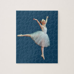 Ballerina im Weiß auf Blau Puzzle