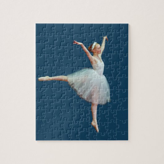 Ballerina im Weiß auf Blau Puzzle (Vertikal)