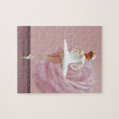 Ballerina im Weiß mit rosa Rose Puzzle (Horizontal)