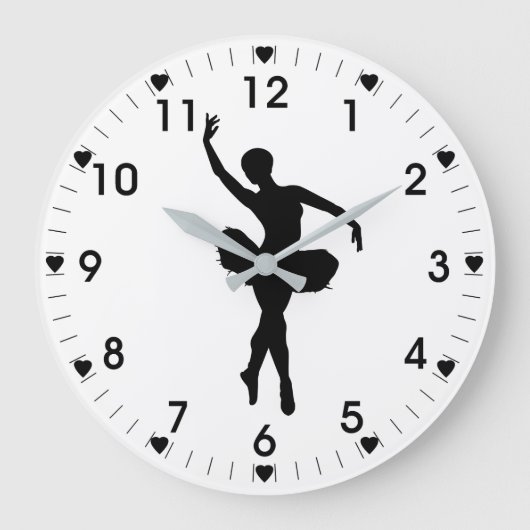 Ballerina im weißen Hintergrund Große Wanduhr (Vorderseite)