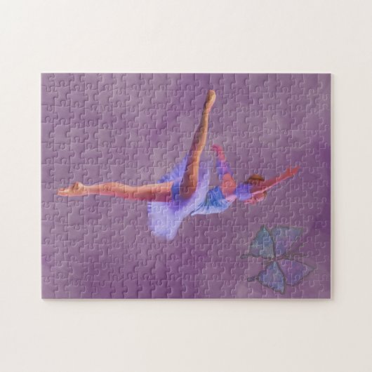 Ballerina in Arabeske-Position in Lila und in Puzzle (Horizontal)