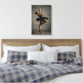 Ballerina in Black Tutu über Rustikale Tanzveranst Leinwanddruck (Insitu (Schlafzimmer))