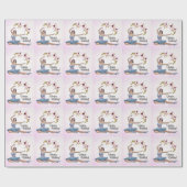 Ballerina in Blau auf Rosa Persönliche Gestaltung  Geschenkpapier (Flach)