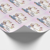 Ballerina in Blau auf Rosa Persönliche Gestaltung Geschenkpapier (Ecke)