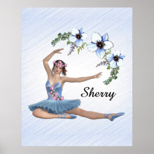 Ballerina in Blau Personenname  Poster