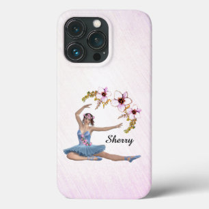 Ballerina in Blau Persönlicher Name auf Rosa Case-Mate iPhone Hülle