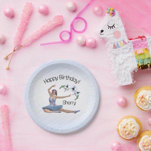 Ballerina in Blue Birthday Pappteller (Party)