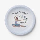 Ballerina in Blue Birthday Pappteller (Vorderseite)