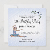 Ballerina in Blue Birthday Party Einladung (Vorderseite)