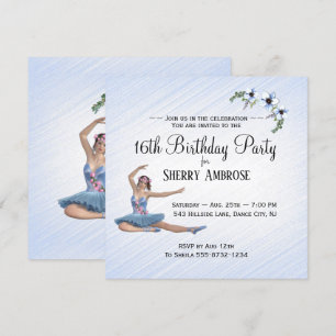Ballerina in Blue Birthday Party Einladung
