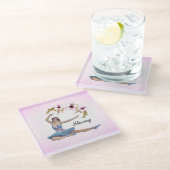 Ballerina in Blue Personal Pink Glasuntersetzer (Schrägansicht)