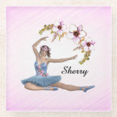 Ballerina in Blue Personal Pink Glasuntersetzer (Vorderseite)