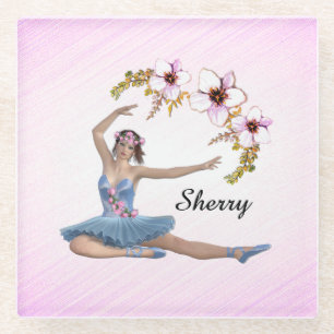 Ballerina in Blue Personal Pink Glasuntersetzer
