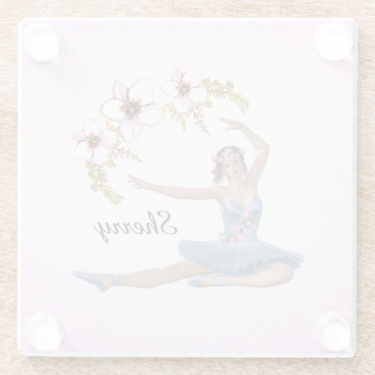 Ballerina in Blue Personal Pink Glasuntersetzer (Rückseite)