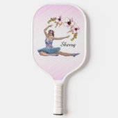 Ballerina in Blue Personal Pink Pickleball Schläger (Rückseite)
