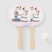 Ballerina in Blue Persönlicher Name auf Rosa Fächer (Vorne und Hinten)