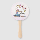 Ballerina in Blue Persönlicher Name auf Rosa Fächer (Vorderseite)