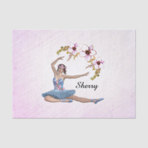 Ballerina in Blue Persönlicher Name auf Rosa Seidenpapier