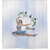 Ballerina in Blue Persönlicher Name Duschvorhang (Vorderseite)