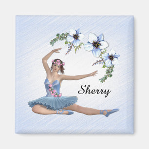 Ballerina in Blue Persönlicher Name Magnet