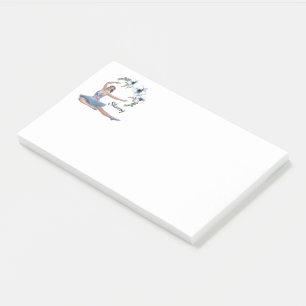 Ballerina in Blue Persönlicher Name Post-it Klebezettel