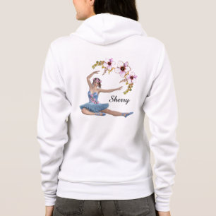 Ballerina in Blue Persönlicher Name Rosa Blume Hoodie