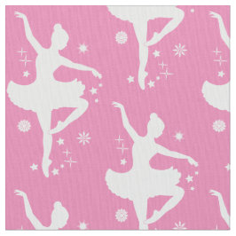 Ballerina in der Silhouette im Schnee Stoff