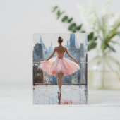 Ballerina in der Stadt Impressionist Postkarte (Stehend Vorderseite)