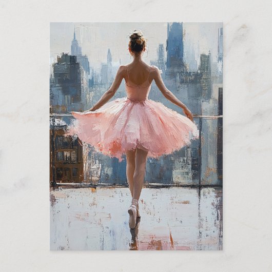 Ballerina in der Stadt Impressionist Postkarte (Vorderseite)