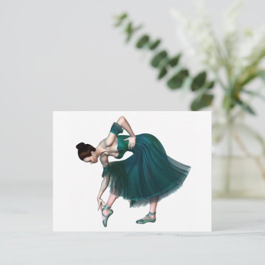 Ballerina in Grün Postkarte (Stehend Vorderseite)