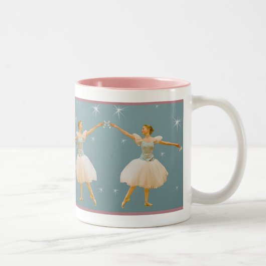 Ballerina in Grünem und im Weiß Zweifarbige Tasse (Rechts)
