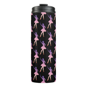 Ballerina in modernem geometrisch rosa lila thermosbecher
