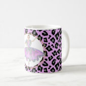 Ballerina in Rosa auf Leoparden Kaffeetasse (VorderseiteRechts)