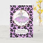 Ballerina in rosa Enkelin Geburtstagsleopard Karte (Gelbe Blume)