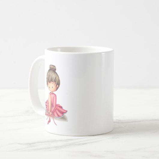 Ballerina in rosa Kleid Vorbereitung zum Tanzen Kaffeetasse (Vorderseite Links)