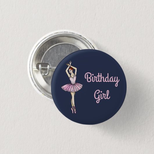 Ballerina in rosa Kleidung und Pointe Toe Shoes Button (Vorne & Hinten)
