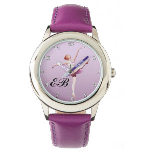 Ballerina in Rosa und Lavender, Monogramm Armbanduhr