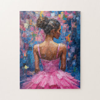 Ballerina in scharf rosa Tutu-Malerei Puzzle