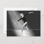 Ballerina in Schwarz und Weiß Postkarte (Vorne/Hinten)