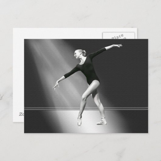Ballerina in Schwarz und Weiß Postkarte (Vorne/Hinten)