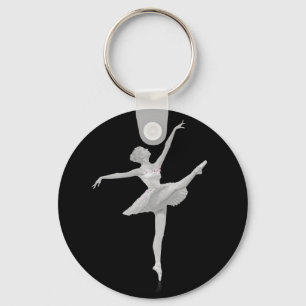 Ballerina in silbernem und schwarzem schlüsselanhänger