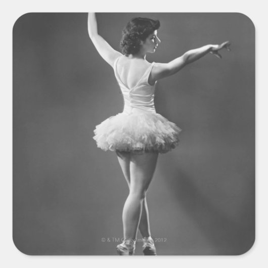 Ballerina in Tutu Quadratischer Aufkleber (Vorderseite)