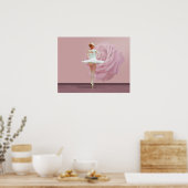 Ballerina in Weiß mit rosa Rose Poster (Küche)